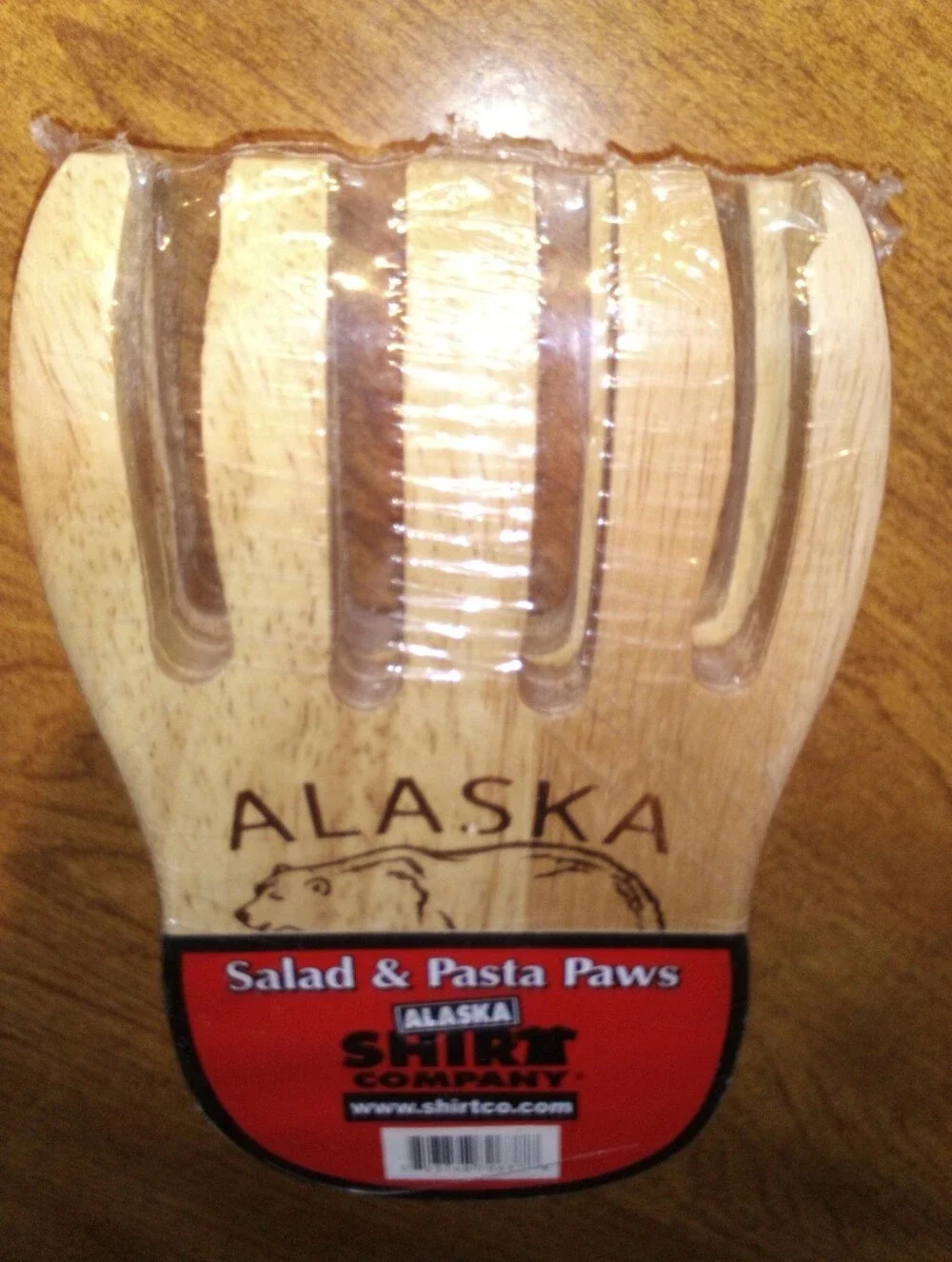 Alaska Shirt Company Salad & Pasta Paws Bear Claws Natural Wood Sealed